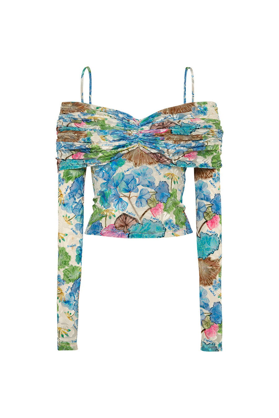 LEDI - Floral printed draped velvet top