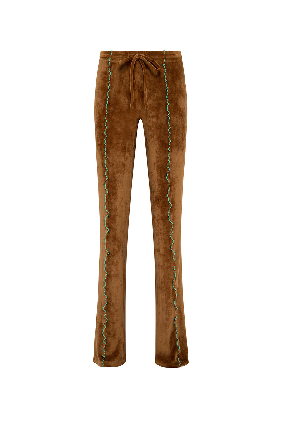 SELY - Contrast stitch detailed velvet pants
