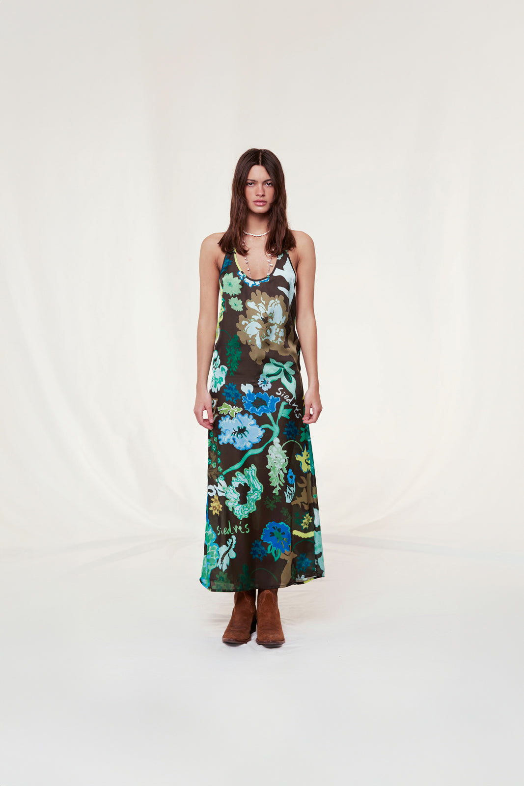 JENA - Floral printed halterneck midi dress