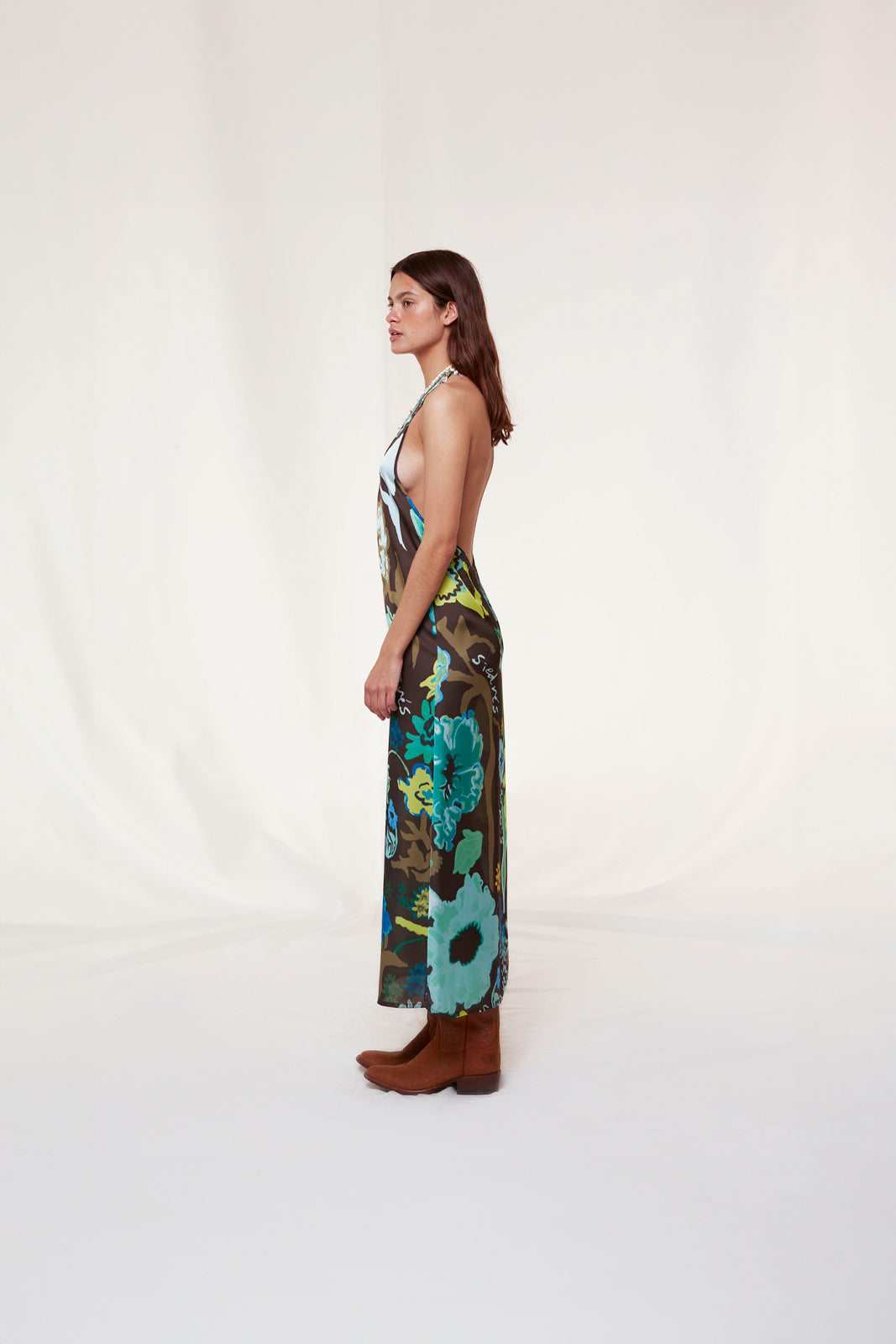 JENA - Floral printed halterneck midi dress