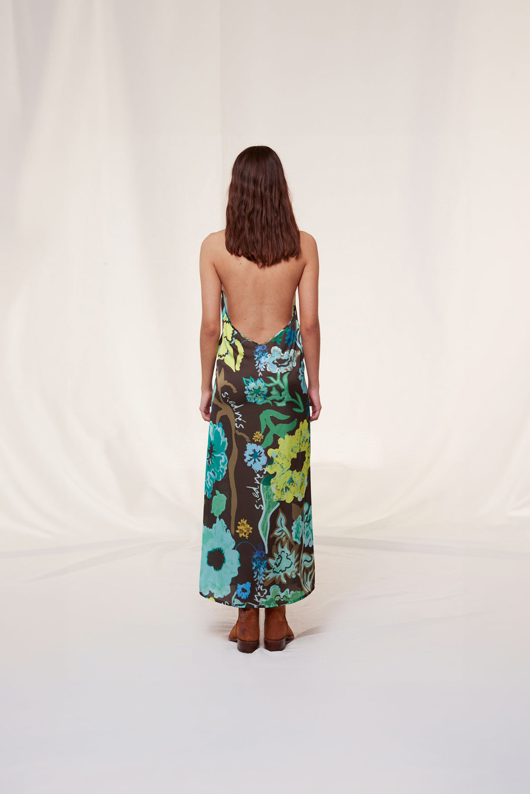 JENA - Floral printed halterneck midi dress